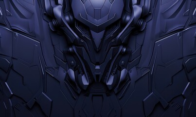 This image showcases a detailed, symmetrical pattern resembling a futuristic robotic armor in dark shades of blue exuding a sleek, advanced technological vibe - obrazy, fototapety, plakaty