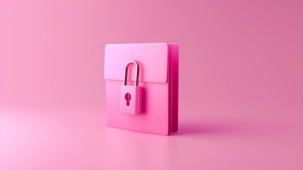 Folder icon with lock isolated on pink background