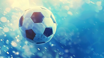Naklejka premium Football or soccer background with large ball in blue tones