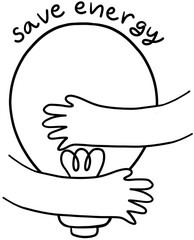 Save energy light outline drawing