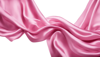 Pink silk fabric isolate on transparent background, cutout, png