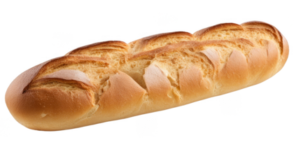 Freshly baked baguette isolate on transparent background, cutout, png