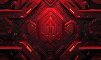 robotic background in dark red color, concept of mecha - obrazy, fototapety, plakaty