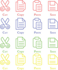 Flat Copy Paste Icon Illustration Design, Copy Paste Symbol Collection colorful editable outline
