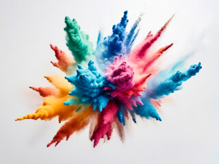 background, an explosion of multicolored dust on a white background
