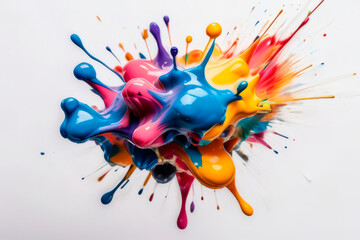 background, an explosion of multicolored paint on a white background