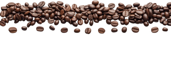 Horizontal of Coffee beans isolate on transparent background, cutout, png