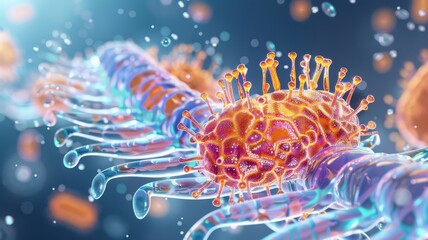 Illustration of the endoplasmic reticulum and Golgi apparatus, central to protein synthesis no splash - obrazy, fototapety, plakaty