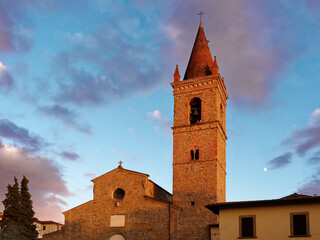 Fototapeta premium Bell tower Saint Agostino church in Arezzo Tuscany Italy