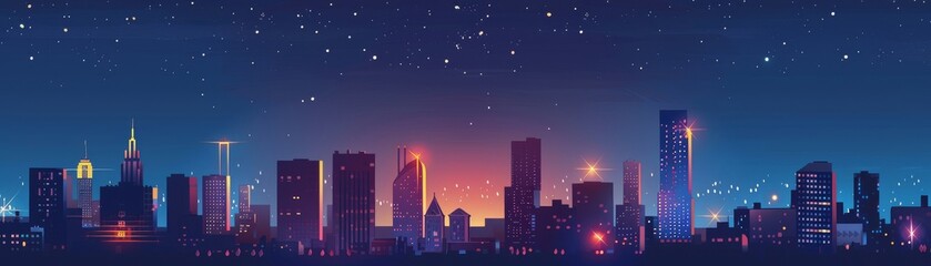 Educational infographic explaining the sources of light pollution in urban areas and its impact on astronomy low texture - obrazy, fototapety, plakaty
