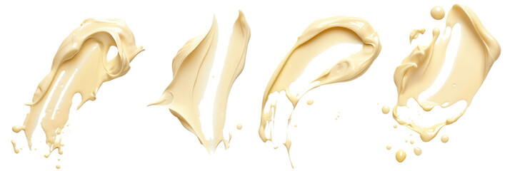 Cosmetic beige 3d cream smears set isolated on transparent background, clipart, cutout, png.