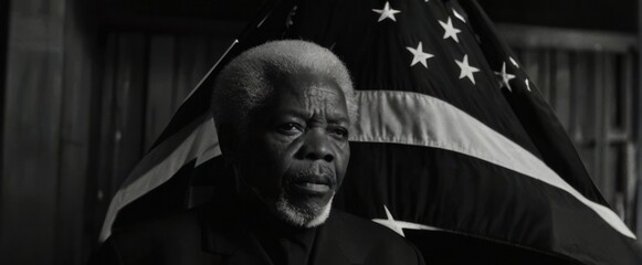Black history month. elderly veteran war hero senior african american male old man on the...