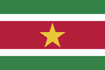 Flag of Suriname. Surinamese striped flag with a star. State symbol of the Republic of Suriname.