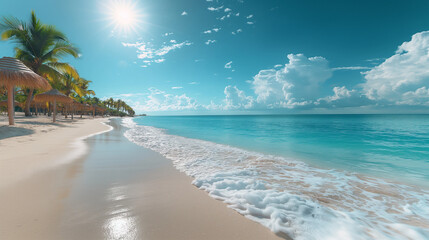 Beach by the ocean on a beautiful sunny day