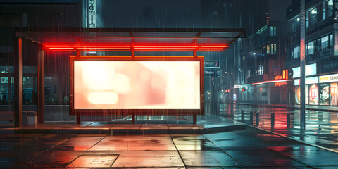 Empty advertising board in the night city,Night city streets showcasing a useful billboard design mock up.
