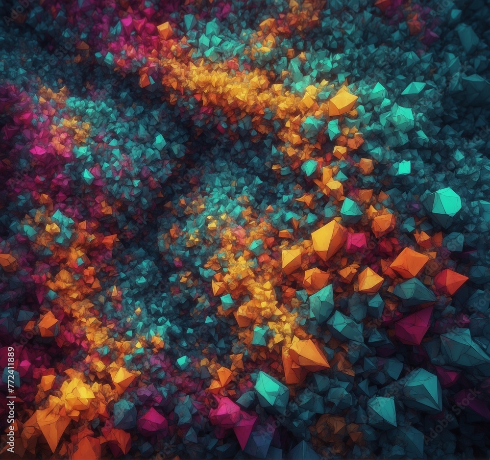 Poster abstract background with colorful geometric shapes. 3d rendering - illustration