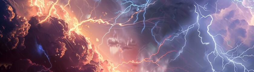 Ancient mythology inspired art, depicting gods controlling lightning as a symbol of power and wrath hyper realistic - obrazy, fototapety, plakaty