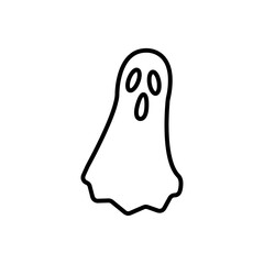 Ghost, hand drawn outline vector illustration in doodle style. Isolated on white background.
