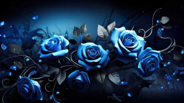 blue roses, meaningful, wallpaper  , Generate AI