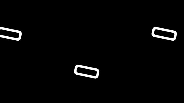 Geometric rounded square shape icon animation video white design elements on black background