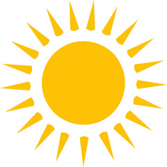 Sun icon. Yellow sun star icon. Summer, sunlight, nature, sky. illustration isolated on white.