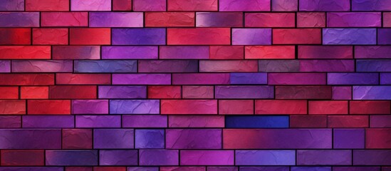 a red and purple brick wall with a blue brick in the middle - obrazy, fototapety, plakaty
