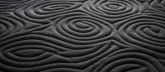 Close up of a black quilt with swirls, resembling automotive tire tread pattern - obrazy, fototapety, plakaty