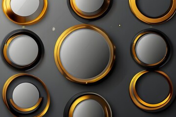 Tech geometric background with abstract golden and grey circles. Vector banner design Generative AI