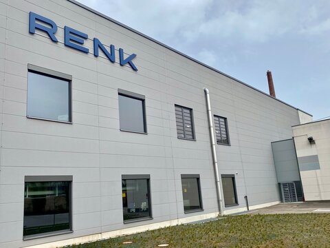 Augsburg/Germany March 30, 2024 Renk Group main building: Renk Group AG is a german global manufacturer, producing mainly tank and marine gear units.