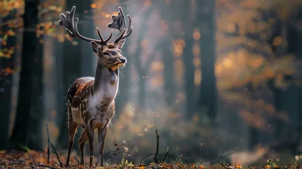 Selbstklebende Fototapeten Image of a lone deer in a forest © 	Ronaldo