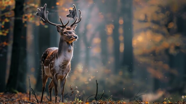 Image of a lone deer in a forest