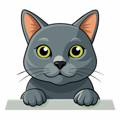 an illustration showing a gray russian blue cat p
