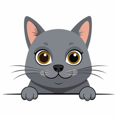 an illustration showing a gray russian blue cat p