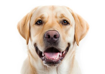 Cheerful Labrador Retriever Portrait, White Backdrop