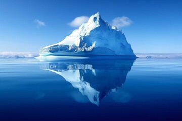 Iceberg middile of sea ice broken sky reflect daylight