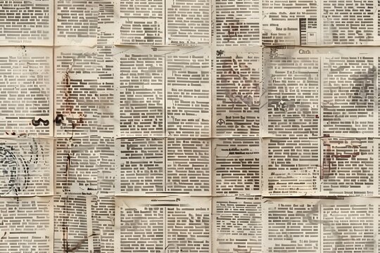 Newspaper seamless pattern with old vintage unreadable paper texture background