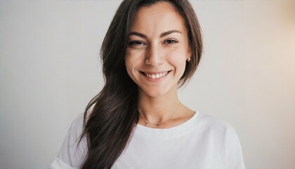 Fototapeta premium portrait of young happy woman looks in camera