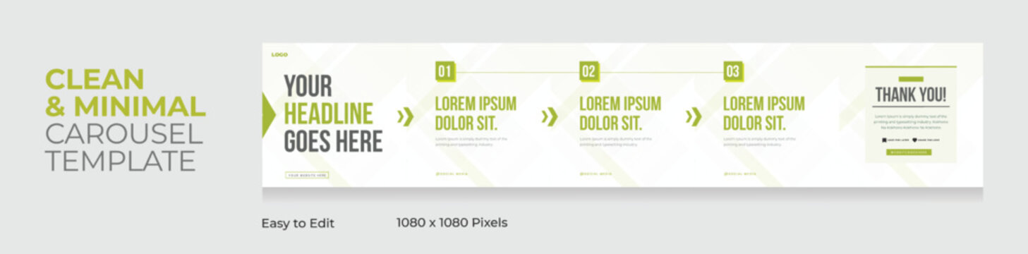 Social media carousel template, clean and modern design, Cyberspace for creative content, EPS vector illustration