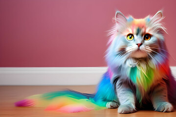 qute cat,rainbow color cat