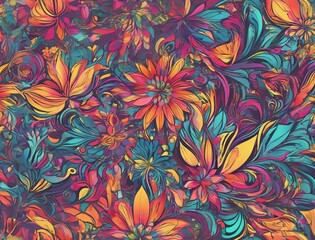 Fototapeta na wymiar Floral background. Watercolor illustration by Generative AI.