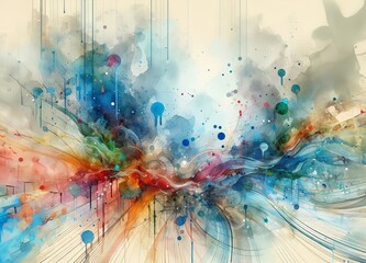 The various colored as background. Watercolor illustration by Generative AI.