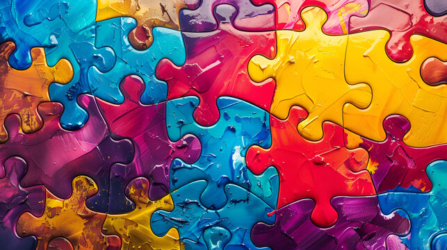 World autism day celebration with jigsaw puzzle pieces concept 