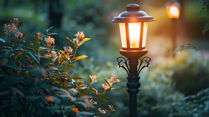 Picture of a garden lamp used to decorate a garden