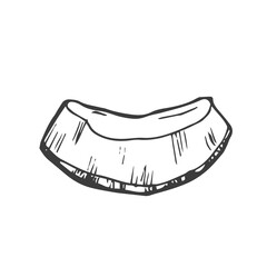 Coconut Slices outline icon vector illustration. Hand drawn black line pieces of organic coconut, two segments of coco fruit and superfood