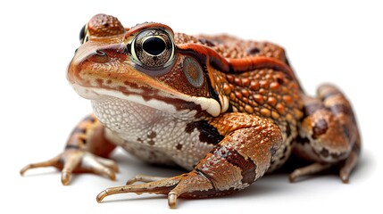 Obraz premium Close-up of a frog isolated on white background. Studio shot