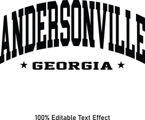 Andersonville text effect vector. Editable college t-shirt design printable text effect vector