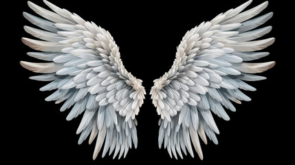   Wings isolated  black background , Generate AI