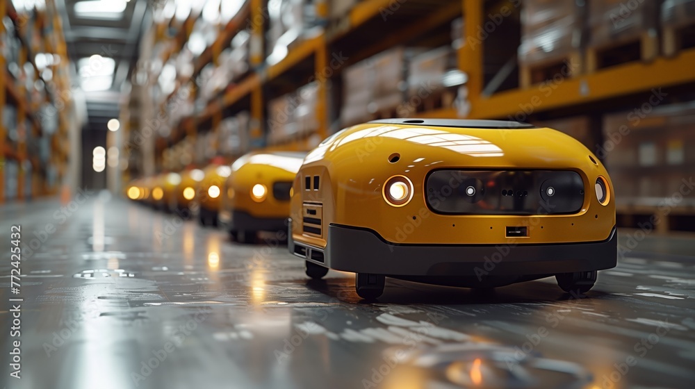Poster Fleet of Autonomous Robots Navigating a Warehouse Aisle