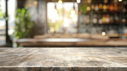Stone table top with copy space. Restaurant background - obrazy, fototapety, plakaty