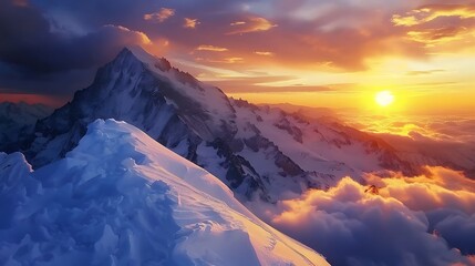 Sunset from the top of a mountain in the valais region looking towards mont blanc chamonix